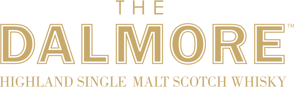Logotipo The Dalmore Highland Single Malt Scotch Whisky em dourado